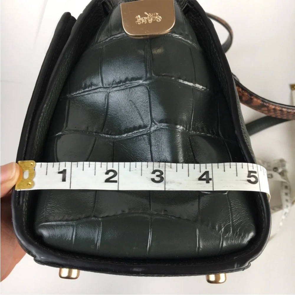 Coach Avary Carryall Embossed Leather Satchel Bag Purse Ivy Green - Picture 7 of 16